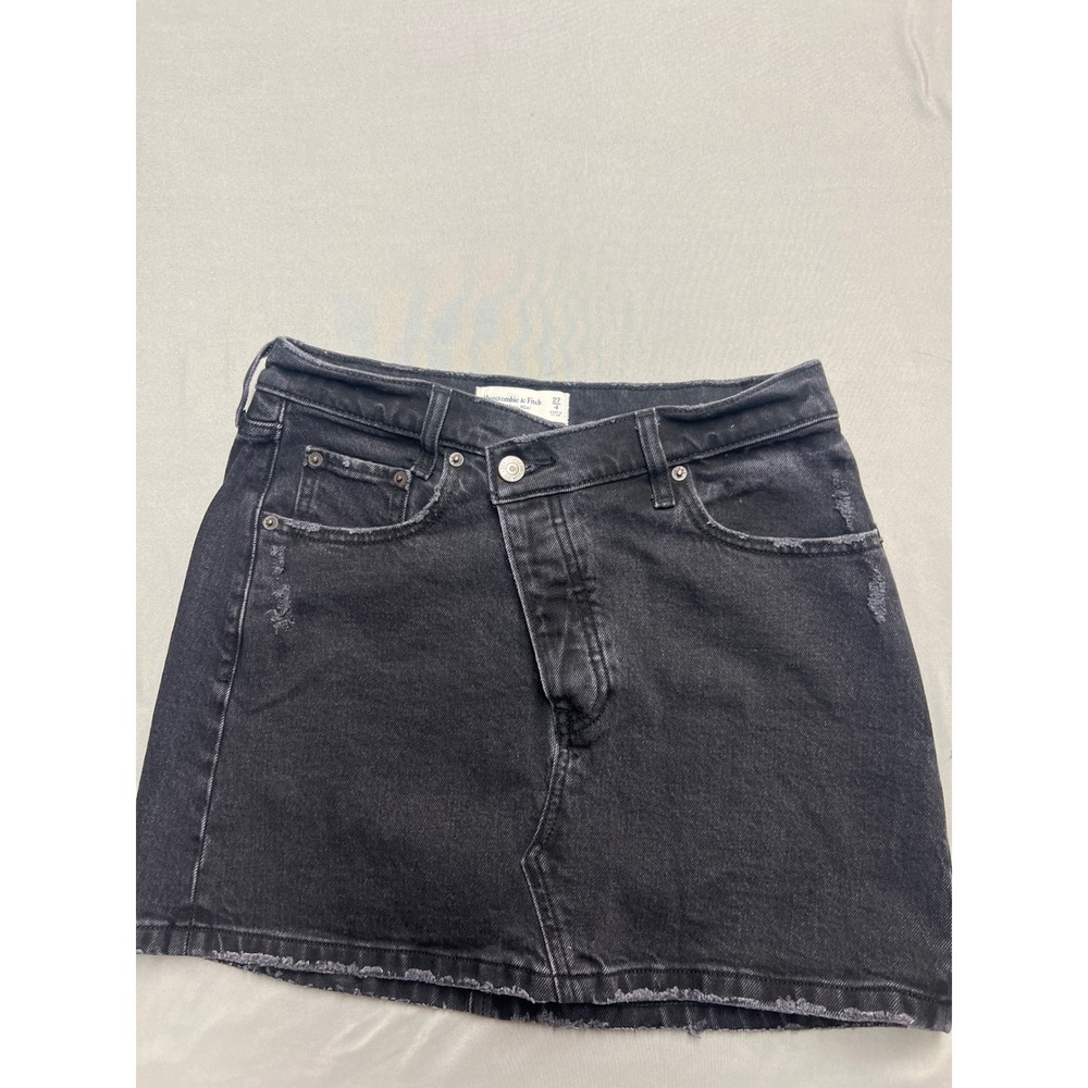 Abercrombie & Fitch The 90s Micro Mini High Rise Skirt Black Crossover Fly 27 4